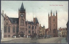 The Town Hall, Reading - old printed postcard