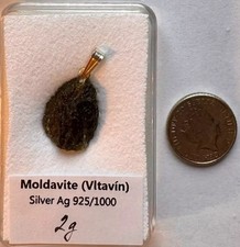 Genuine Moldavite Tektite Sterling Silver Pendant 2 gram Stone Of transformation