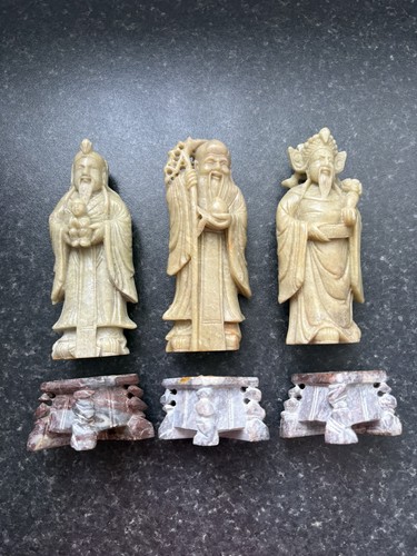 Soapstone oriental figures - soapstone,
