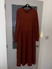 BNWOT Ladies Autumnal Orange Long Dress With Balloon Sleeves Size 1XL