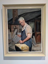 Kay Dyson Stone Mason Original Oil Painting Yorkshire Industrial Heritage Art