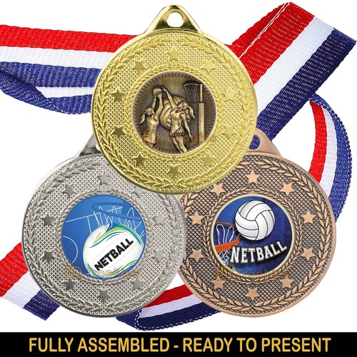 Netball medals ribbons - netball,