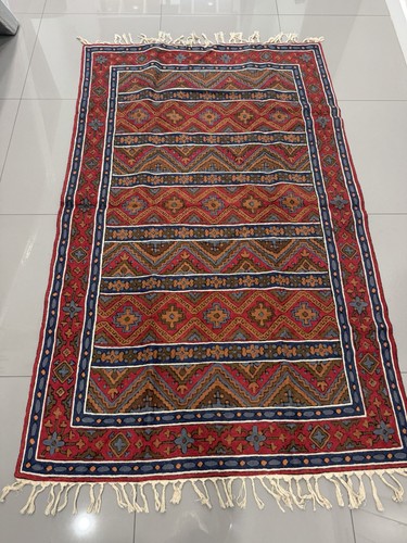 Hand woven rug with backing - rug,