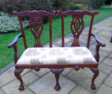 Chippendale Style Carved Salon Sofa Settee Chair Back Bench Seat Ball Claw Feet