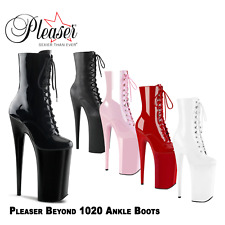 Pleaser Beyond 1020 10" Heel 6 3/4" Platform Pole Dancing Lace Up Ankle Boots