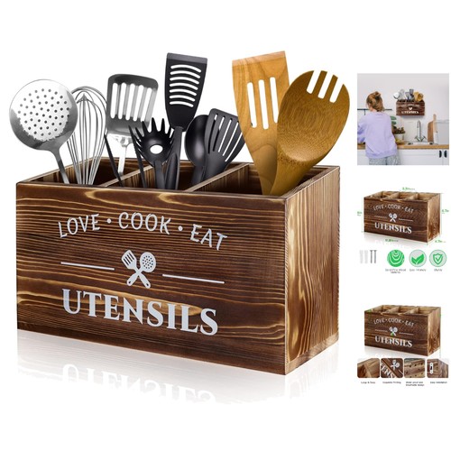 Durable pine utensil organizer - durable,