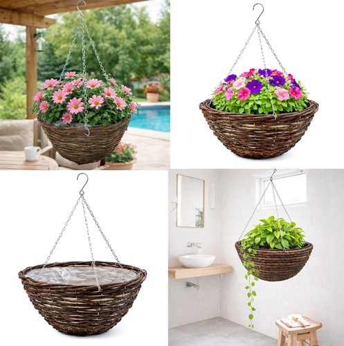 Hanging wicker baskets dark - baskets,