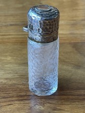 SILVER TOP & CUT CRYSTAL SMELLING SALTS BOTTLE WITH INTERNAL STOPPER c  1904