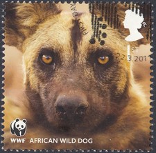 African Wild Dog illustrated on 2011  WWF fine used GB stamp