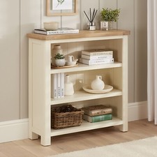 Marbury Cream Painted Small Low Bookcase - Oak Top Display Book Furniture CRM33