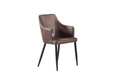 Dark brown leather dining - brown,