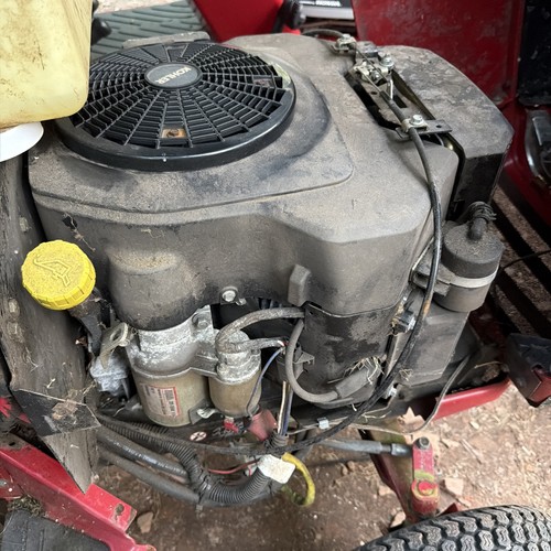 Running ride mower engine - running,