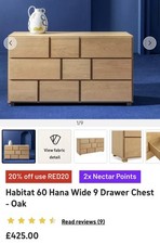 Habitat Solid Oak Chest of Drawers 9 Drawers Including Delivery