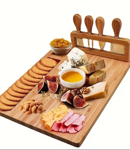 Bamboo cheese board with - cheese,