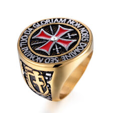 Gold Stainless Steel Size 7-14 Mens Cross Knights Templar Ring