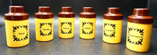 Vintage Plastic Herbs Spice Lidded Canisters Storage Pots Set Of 6 1970s