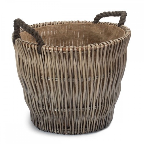 Round willow log basket w - willow,