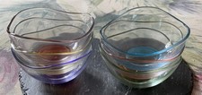 Lav Coral Vira 6 Piece Glass Bowl Set With Coloured Bases Dessert Bowls