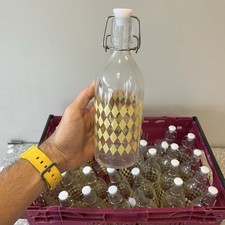 28x Glass Drinks Bottle with Swing Top Lid 1L Reusable And Airtight