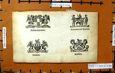 Old Antique Print Coat Arms Butcher Saddlers Armourers Braziers Chandler