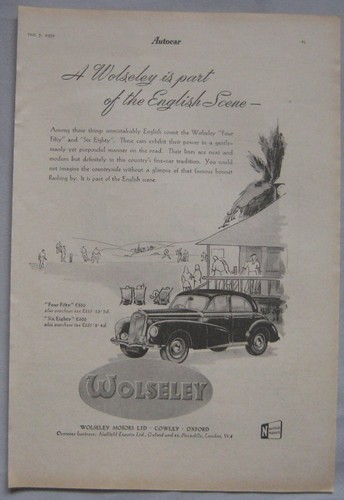 1950 wolseley original advert - 1950,