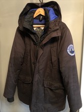 Men’s SUPERDRY Mountain Black Parka Hooded Jacket Insulated Raincoat Size XL