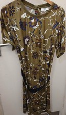 Noa Noa Olive Green Floral Midi Dress Size 40 UK 12-14 - CG M22