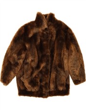 VINTAGE Womens Faux Fur Jacket UK 18 XL Brown LI05