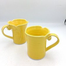 Mud Ireland Studio Pottery Northern NI Mugs with Buttercup Daffodils Design Rare