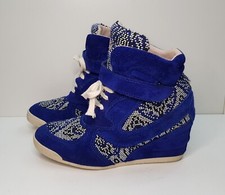 ZARA SIZE 4UK EUR37 WOMENS BLUE SUEDE MID HIDDEN WEDGE HEELED ANKLE BOOTS SHOES