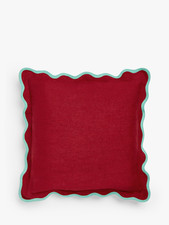 Scalloped edge Red Cushion Case