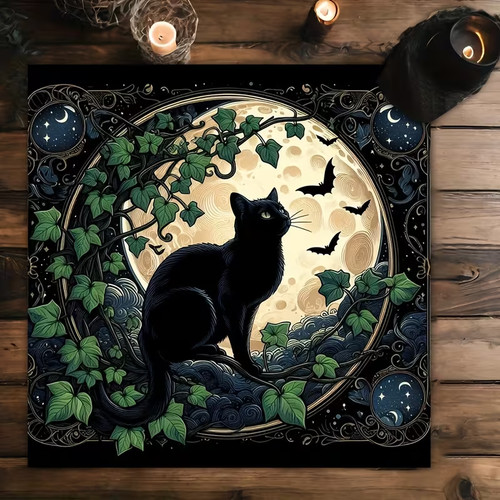 Pagan gothic witchy black cat - black,