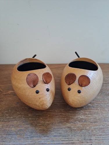 Pair wooden mouse tealight - mouse,