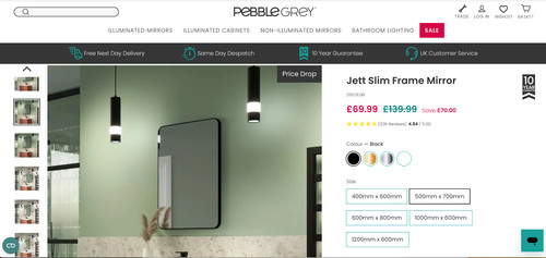Pebble grey mirror 700mm - mirror, x