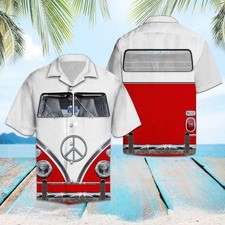 Red Hippie Bus Hawaiian Shirt