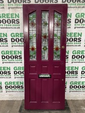 1930s LEADED GLASS DOOR SOLID