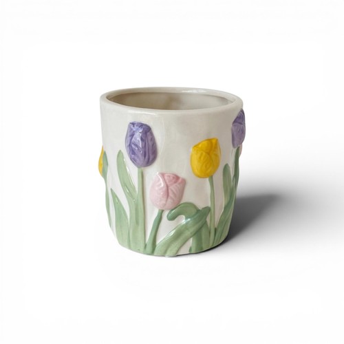 Pastel tulip planter ceramic - planter,