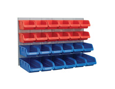 Faithfull FAIPAN24 24 Plastic Storage Bins with Metal Wall Panel