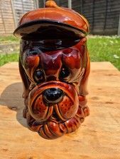 Vintage P&K Brown Glazed Ceramic Novelty Hound Dog Biscuit/Cookie Container