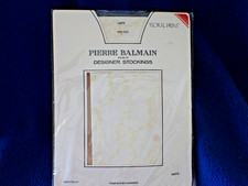 Vintage Stockings by PIERRE BALMAIN PARIS Ivory one size Floral Print  Pattern