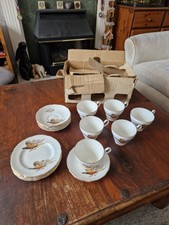 Vintage Pheasant Royal Stuart Fine Bone China Tea, coffee, desert set ox 6