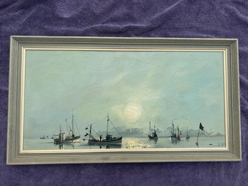 Original oil painting fishing - original,