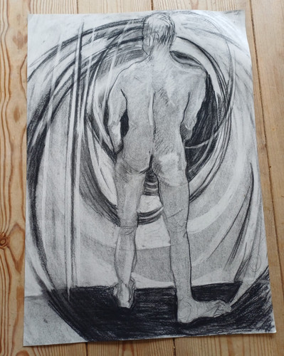 Charcoal life drawing - , of