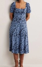 Boden Riviera Blue Short Sleeve Jersey Midi Dress - NEW £120 - Size 10 R
