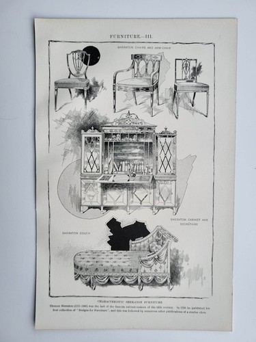 Old vintage antique print 1901 - vintage,