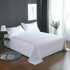 Flat White Sheet Bed Stripe