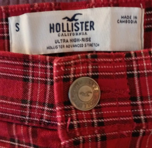 Hollister red tartan trousers