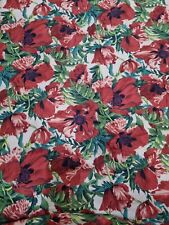 Liberty London 2.4 Metres Florestan Red Poppy & Fern Cotton Fabric 137 cm Wide
