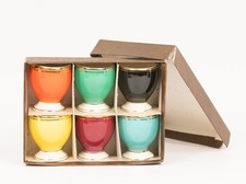 Vintage Cerom Ceramics 1930's Art Deco Egg Cups Romania Original Box