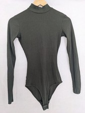Primark Long Sleeve Ribbed Ballet Polo Neck Top Bodysuit Ladies Green Size XS